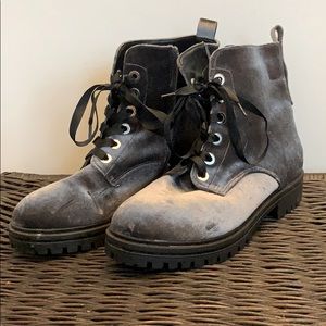 Silvery Grey Corduroy combat boots